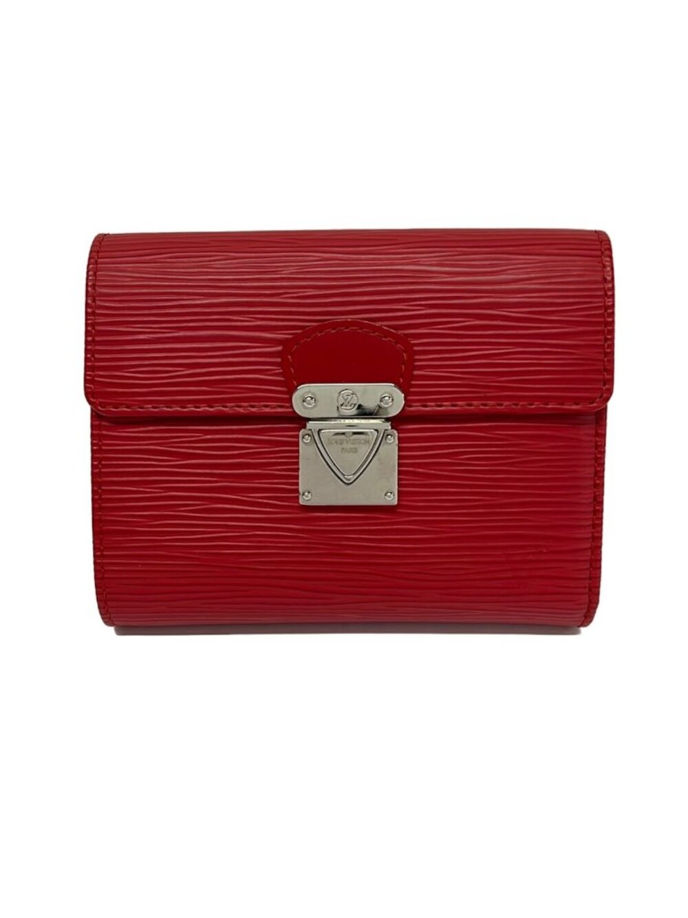Louis Vuitton Trifold Wallet Epi Portefeuille Koala Rouge Leather